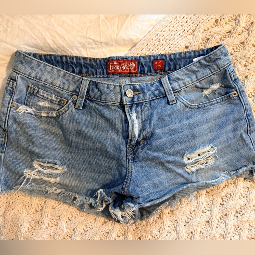Vintage Lucky Brand Distressed Denim Cutoff Shorts - Light Blue 8 / 29